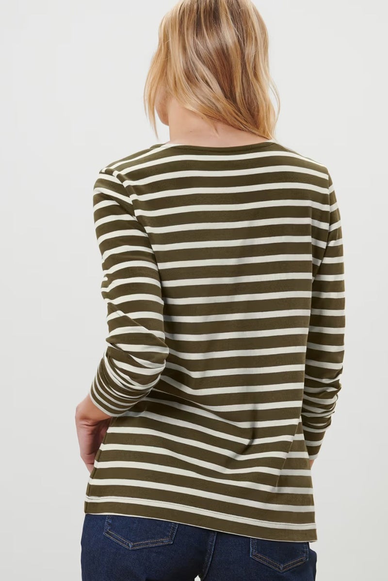 Tchibo Women Crew Neck Long Sleeve Stripe T-Shirt, Multicolor - Image 2